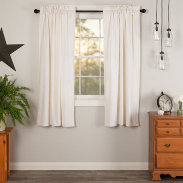 Simple Life Flax Antique White Short Panel Country Style Curtain Set of 2 63
